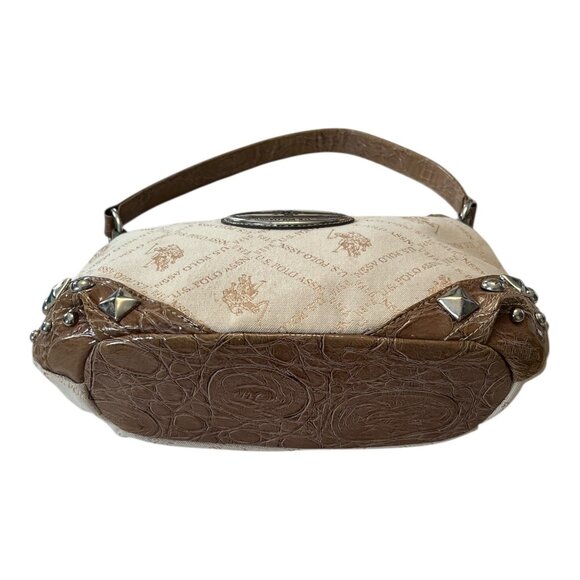 U.S. Polo Assn. Beige Monogram Shoulder Bag with Stud Accents - Picture 3 of 8